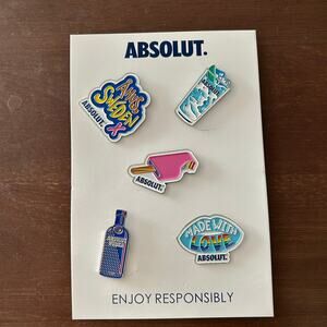 New absolute vodka set of five hat lapel pins